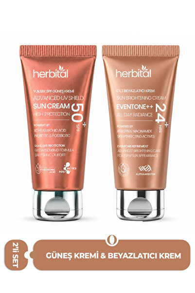 Herbital SPF 50+ Güneş Kremi & Leke Karşıtı Ton Eşitleyici Krem Seti | Leke K...