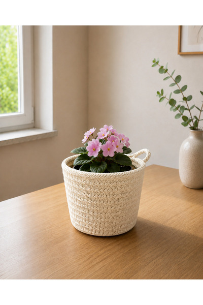 ÖRGÜM Sepet Mini Organizer Mini Saksı Kılıfı Çok Amaçlı Düzenleyici 12x10 cm ...