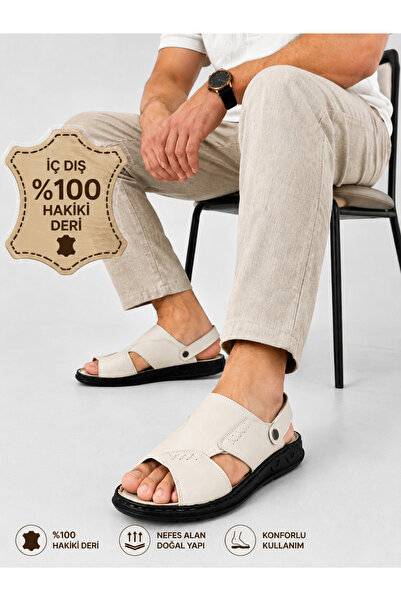 CookaShoes Cooka Shoes Erkek Siyah Hakiki Deri Sandalet Terlik – İç Dış %100 ...