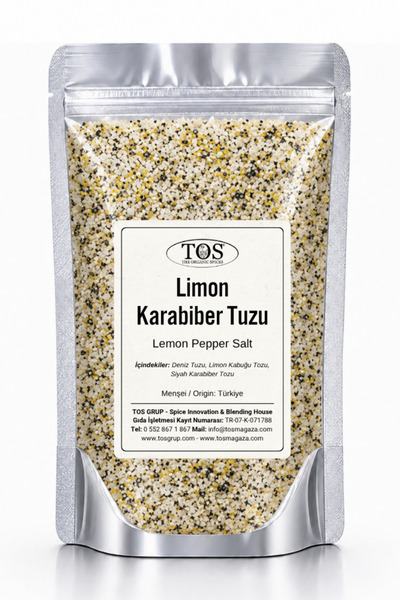 TOS The Organic Spices Limon Karabiber Tuzu 500 gr (1. Kalite) Lemon Black Pe...