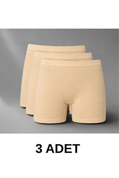 ROCMAY 3-Pack Women's Beige Modal Boxer Comfortable Flexible Seamless Boxer P...