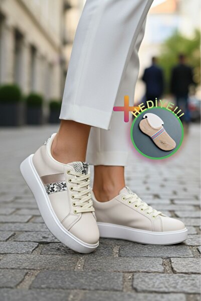 Mia marya Yılan Desenli Kadın Sneaker – Ortopedik Platform Kalın Taban Spor A...