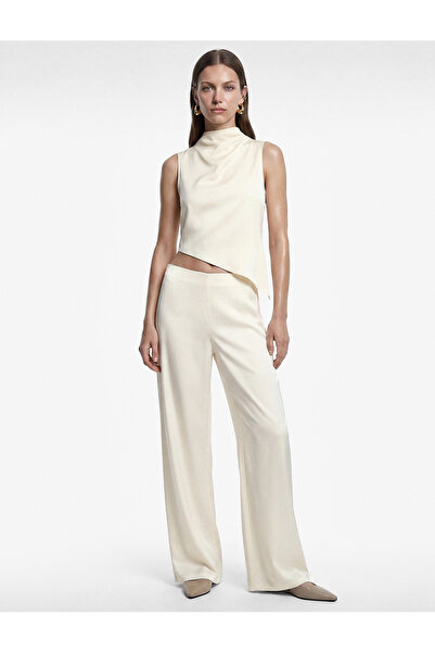 Koton High Waist Wide Leg Satin Palazzo Trousers