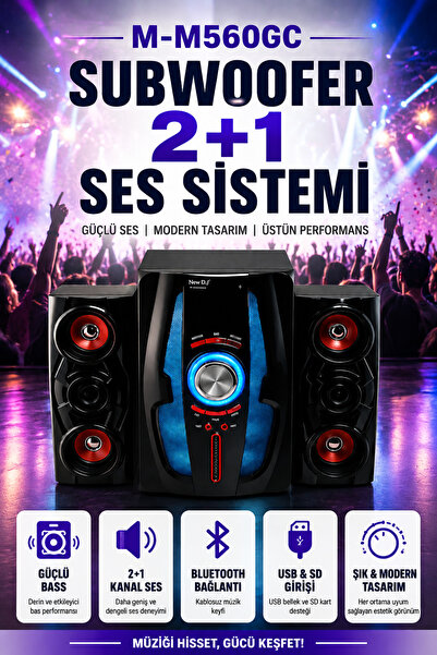 L'eDoren M-M560GC Subwoofer 2+1 Ses Sistemi Bluetooth Music D.J USB SD Kart F...