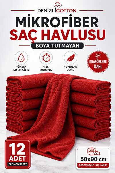 denizlicotton Kuaförlere Özel Boya Tutmayan Mikrofiber Saç Havlusu 50x90 cm 1...