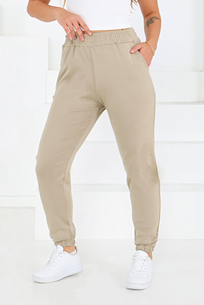 Generic Brand Pantaloni de trening cu buzunare și picior elastic, cu două fir...