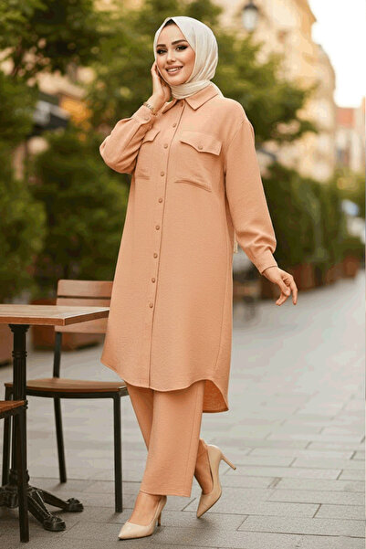 Neva Style Düğmeli Bisküvi Tesettür İkili Takım 44661BS
