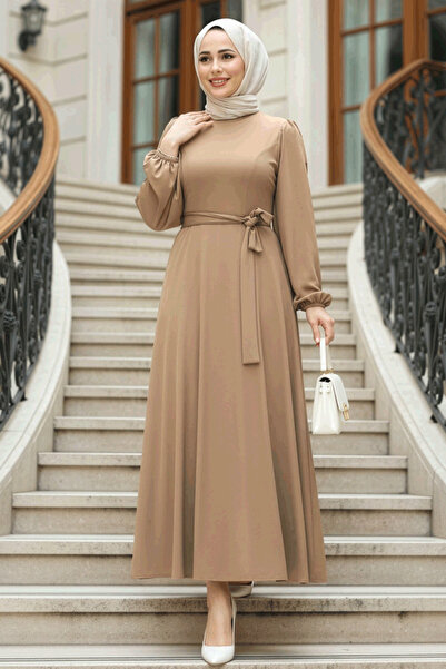 Neva Style Rochie Hijab din nurcă cu centură 23101V