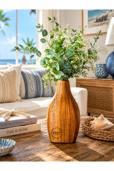 Emsay Store Luxury Home Uzun Bohem Modern Koyu Kahve Dekoratif Ahşap Görünüml...