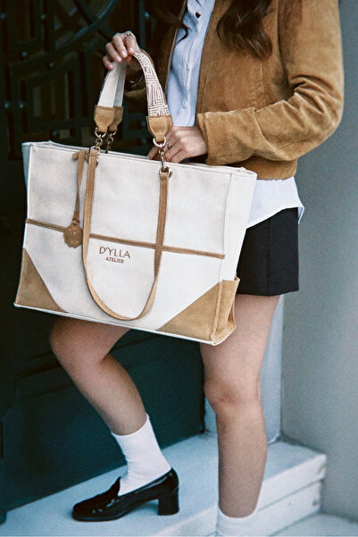 D'ylla Atelier Women's Shoulder Bag from Valeria Series - Tote Bag - Ecru