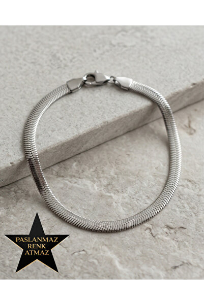 stainless steell Steel Silver Thick Italian Women's Bracelet 17+5 cm Extensio...
