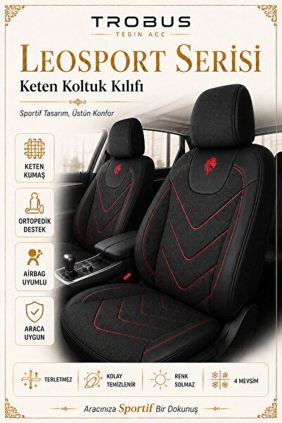 TROBUS Peugeot 3008 2016 Sonrası Uyumlu LeoSport Serisi Siyah Kırmızı Ortoped...