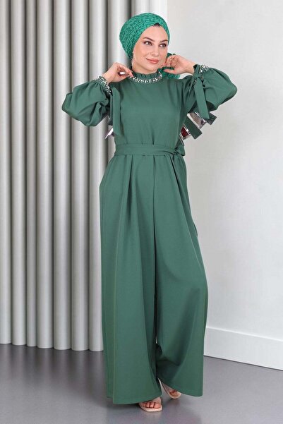 Missvalle Pearl Detailed Jumpsuit Dress Emerald 19152