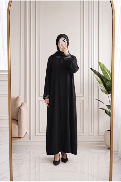 MİHRA STORE Rochie Fidan Garnili cu nasturi ascunși, culoare căpșună-PE735 Negru