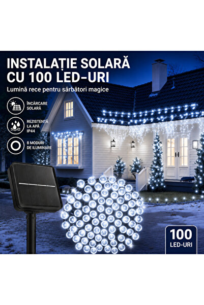 OricareFain Instalatie solara decorativa, Exterior, Incarcare solara, 10 m, 1...