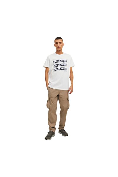 Jack & Jones Ανδρικό λευκό μπλουζάκι με λαιμόκοψη Spirit Logo 12235249
