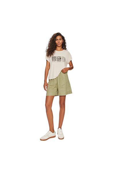 ONLY Kadın T-shirt Bej 15293567 Onlfree Lıfe S/s Modal