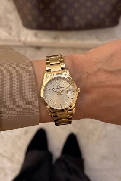 Daniel Klein Kadın Kol Saati Gold Çelik Kordon Tarihli Şık Klasik Saat