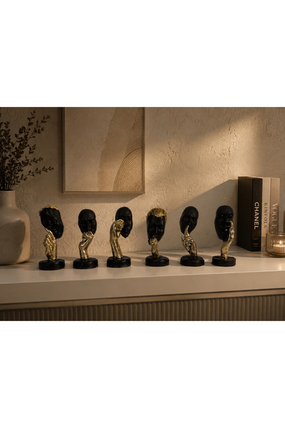 Doremcy 6’lı Polyester Döküm Biblo Seti 7x15 cm Salon, Ofis, Masaüstü Dekorat...