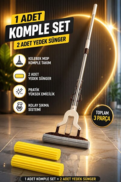 VENON 2 YEDEKLİ || Kelebek Mop Sıkmalı Sünger ❤️ 2 Yedek Süngerli ❤️ Mop Su S...
