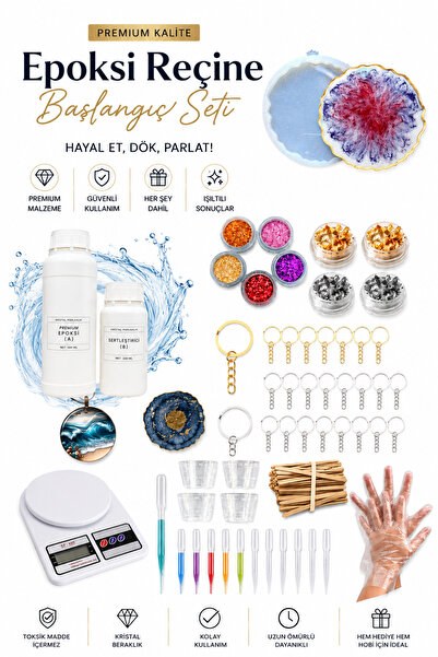 cnk craft shop Şeffaf Epoksi Reçine Epoksi Başlangıç Seti Kendi Işini Kur Hob...