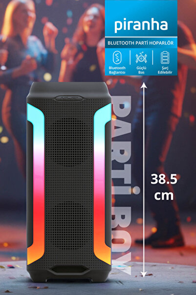 Piranha 7897 Kablosuz Partybox RGB Işıklı Bluetooth TWS Kule Hoparlör | 5 Far...