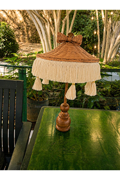 SEÇİL El Yapımı Rattan Bali Şemsiyesi Dekoratif Masa Üstü Dekor