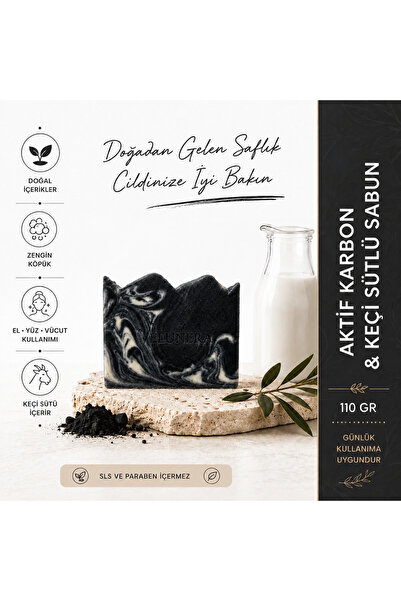 VELUNERA Aktif Karbon & Keçi Sütü Bakım Sabunu | Yağlı Ciltler İçin | 110 gr