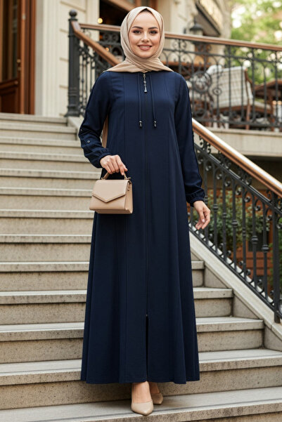 N.S NEVA STYLE Ferace cu fermoar, albastru închis, stil hijab 45320KL