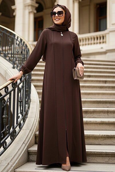 N.S NEVA STYLE Abaya maro închis cu fermoar 45307KKH