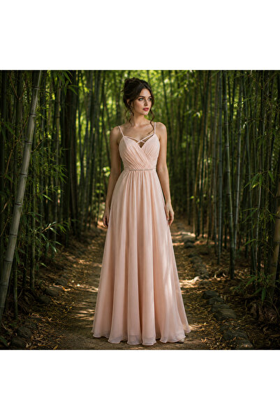 Ladivine Los Angeles Rochie de seara blush lunga in clos din voal