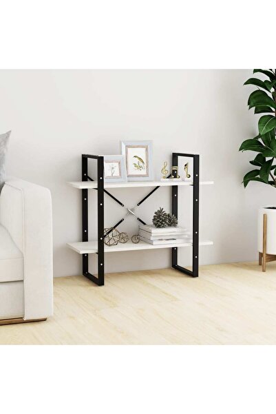 Concept Bibliotecă cu 2 rafturi, gri beton, 80x30x70 cm, PAL