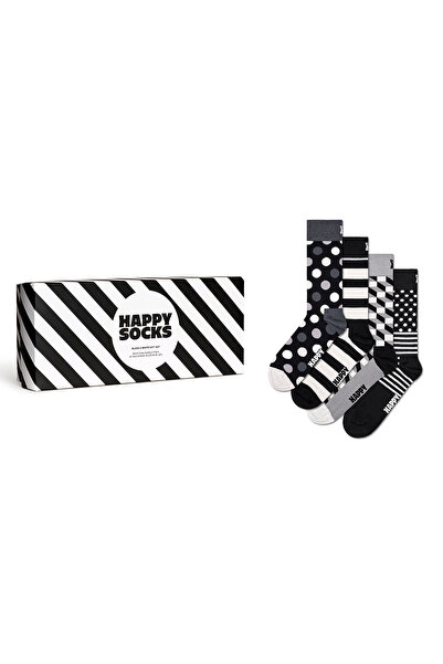 Derimod Happy Socks Дамски черни класически памучни чорапи, комплект от 4 чиф...