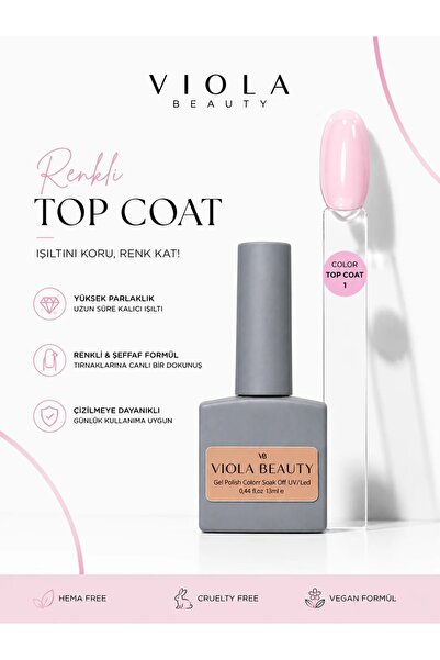 VB VIOLA BEAUTY COLOR TOP COAT -13ML ( Kalıcı Oje İşlemleri İçin Renkli Top C...