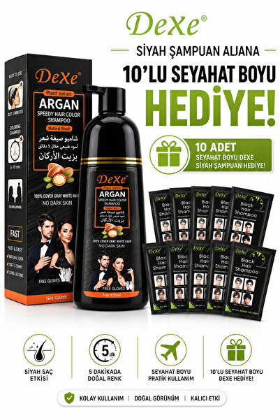 Dexe Black Hair Shampoo – 8 Dakikada Etkili Saç Siyahlaştırıcı Şampuan 420 ml...
