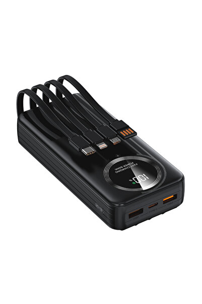 S-LINK IP-G220 20000mAh PD20W+QC3.0 Dahili Kablolu Siyah LCD Taşınabilir Pil ...