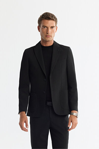 Avva Erkek Siyah Mono Yaka Bi-Stretch Astarsız Blazer Comfort Slim Fit Ceket ...
