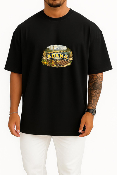Bahriyeli Collection Oversize Adana Chest Printed Unisex T-Shirt