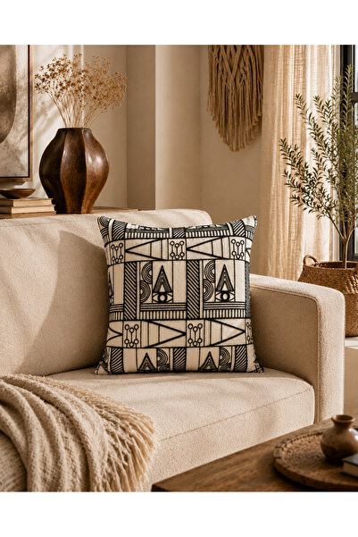 Typoniq Attitude Included Mirage Premium Woven Embroidered Beige-Black Pillow...