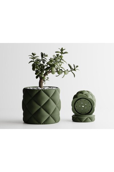 Sani Ghiveci decorativ Sani, Atlanta, mic 91 x 91 x 85 mm, Verde închis mat
