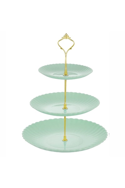 PUFO Candy 3-tiered fruit bowl, for cakes, fruit, appetizers, metal handle, l...