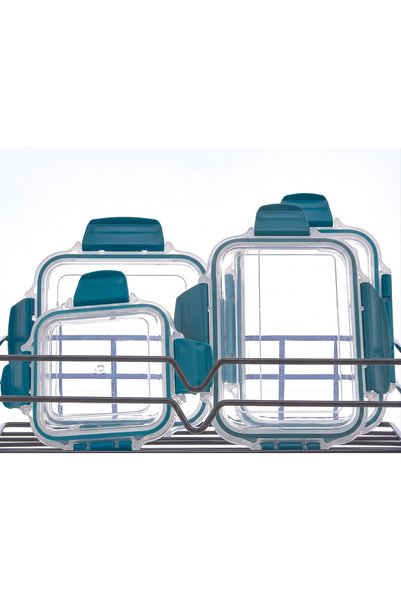 MAXİFRESH Storage Container Set with Lock, Leak-Proof Rectangular Kitchen Organizer Set of 5 Blue