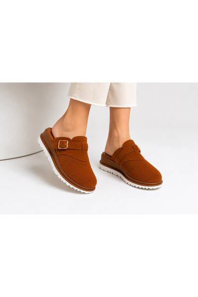 POTEEN Aren Women's Anatomical Soft Sole Buckle Daily Use Genuine Leather Sabo