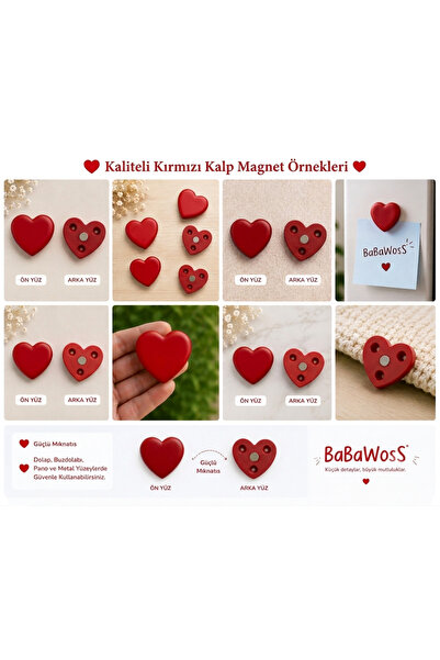 BaBaWoSs 10'lu Kalpli Magnet Seti – KIRMIZI Fotoğraf ve Not Tutucu, Buzdolabı...
