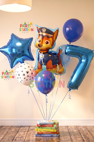 Parti Station Paw Petrol Pav Petrol Polis Köpek Chase 7 Yaş Balon Konsept Doğ...
