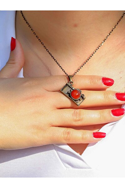 esha Natural Stone Agate Natural Stone Camera Antique Women's Necklace Euk42A