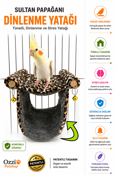 ozzipetshop Sultan Papağanı Dinlenme Yatağı Forpus Cennet Papağanı Tünekli Uy...