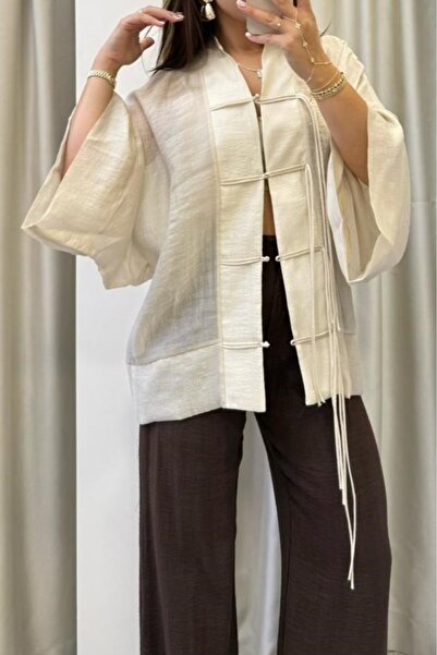 Suziş Stone Beige Tie-Dye Oversize Shirt 5098