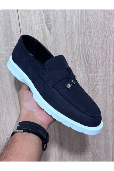 Greyybull Shoes καλοκαιρινά μπλε ναυτικά παπούτσια loafer με φούντες από nubuck