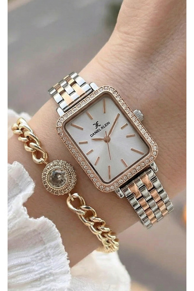 Daniel Klein Premium Silver and Rose Gold Stainless Steel Watch for Women DK....